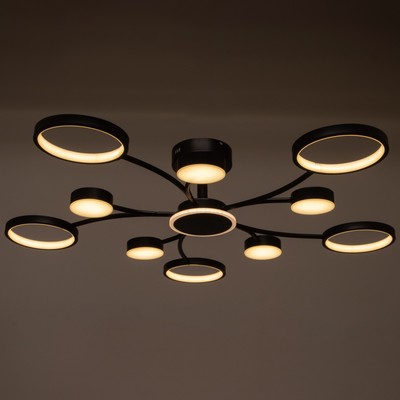 Люстра с пультом BayerLux 2299/11BK, светодиодная, 216 Вт, 3000-6000К, чёрная, 97×97×18 см