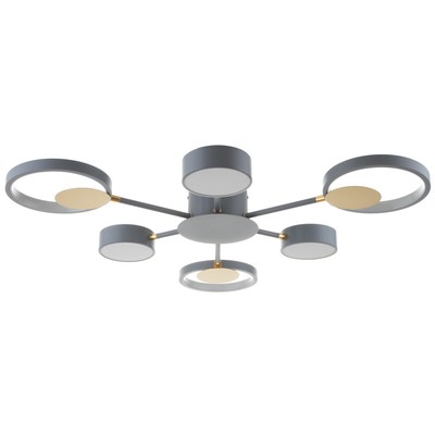 Люстра с пультом BayerLux 2301/6GR, LED, 120 Вт, 3000-6000К, серый, 75×75×8 см