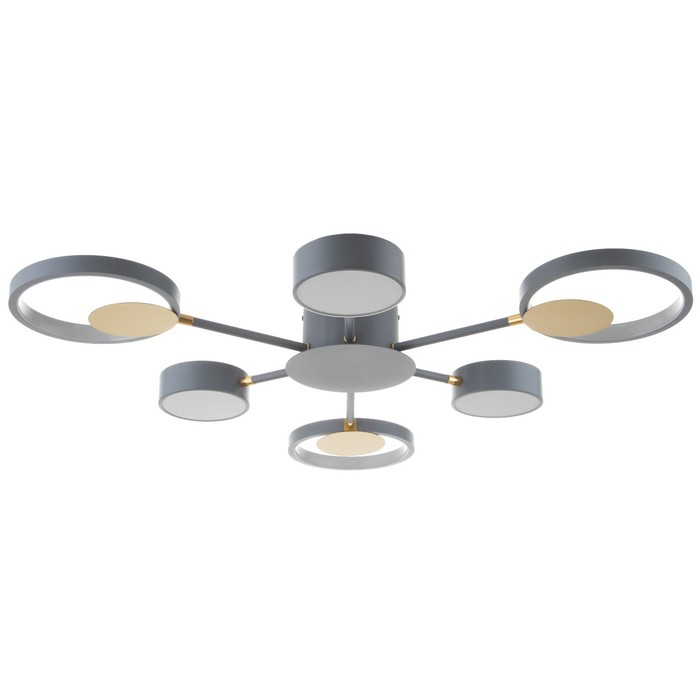 Люстра с пультом BayerLux 2301/6GR, LED, 120 Вт, 3000-6000К, серый, 75×75×8 см