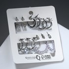 Серьги-кольца набор 6 пар «Жемчужные» настроение, цвет белый в серебре - фото 6600582