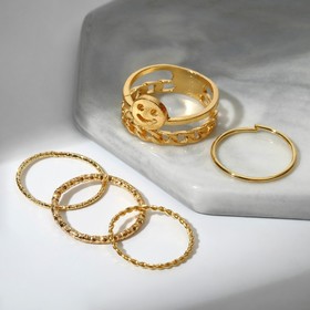 Кольцо набор 5 штук «Идеальные пальчики» изысканность, цвет золото