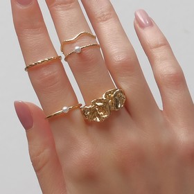 Кольцо набор 5 штук «Идеальные пальчики» изящность, цвет белый в золоте