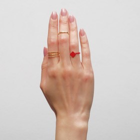 Кольцо набор 5 штук "Идеальные пальчики" узор, цвет красно-золотой