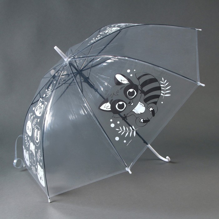 Зонт детский «Енотик»‎ полуавтомат прозрачный, d=90см - фото 1905993905