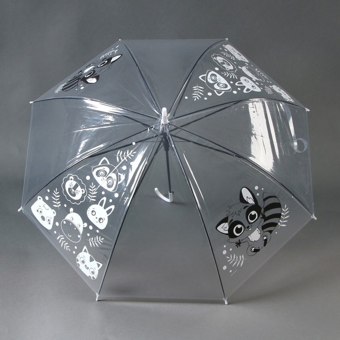 Зонт детский «Енотик»‎ полуавтомат прозрачный, d=90см - фото 1905993906