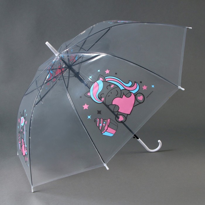 Зонт детский «Единорожка»‎ полуавтомат прозрачный, d=90см - фото 1905993912