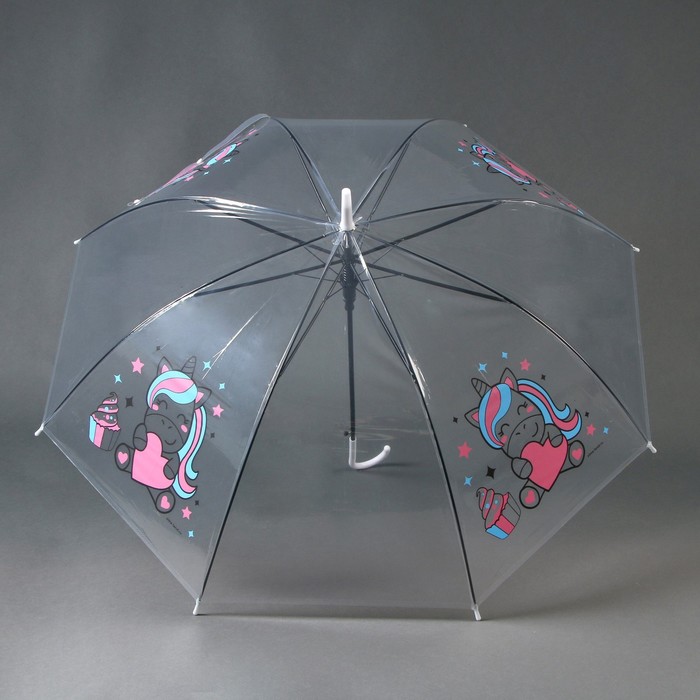 Зонт детский «Единорожка»‎ полуавтомат прозрачный, d=90см - фото 1905993913