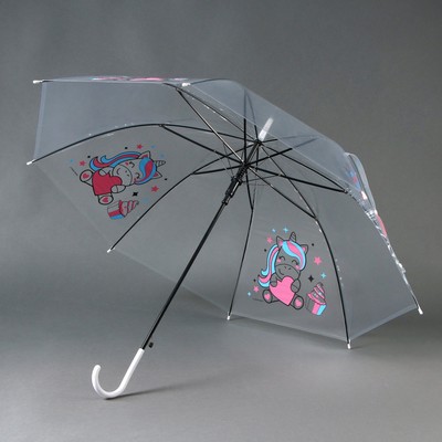 Зонт детский «Единорожка»‎ полуавтомат прозрачный, d=90 см