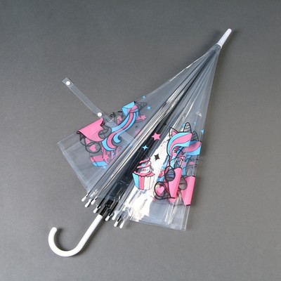 Зонт детский «Единорожка»‎ полуавтомат прозрачный, d=90 см