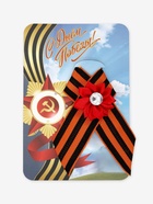 Георгиевская лента на 9 мая «Красная звезда», с булавкой и красным цветком - Фото 6