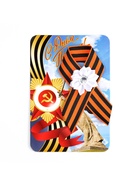 Георгиевская лента на 9 мая «С Днём Победы», с булавкой и белым цветком - Фото 2