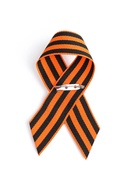 Георгиевская лента на 9 мая «С Днём Победы», с булавкой и белым цветком - Фото 4