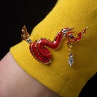 Брошь «Дракон» китайский, цвет красно-белый в золоте - Фото 3