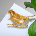 Брошь «Птица» жаворонок, серо-жёлтый в золоте - Фото 2