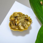 Брошь «Лягушка» с лотосом на кувшинке, цвет зелёно-розовый в золоте - Фото 2