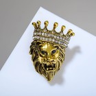 Брошь "Лев" рычащий, в короне, цвет белый в чернёном золоте - фото 9726932