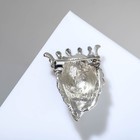 Брошь «Лев» рычащий, в короне, цвет белый в чернёном серебре - Фото 2