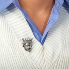 Брошь «Лев» рычащий, в короне, цвет белый в чернёном серебре - Фото 3