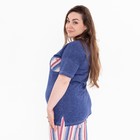 Комплект женский домашний (футболка и бриджи), цвет джинс, размер 52 - фото 33480904