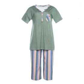 Комплект женский домашний (футболка/бриджи), цвет олива, размер 48