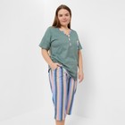 Комплект женский домашний (футболка/бриджи), цвет олива, размер 70 - фото 33480998