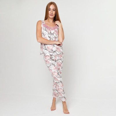 Комплект женский домашний (майка, брюки), цвет молочный, размер 42