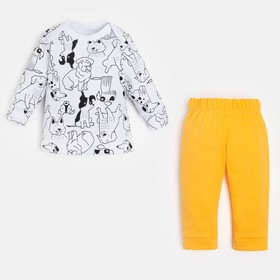 Комплект: джемпер и брюки Крошка Я "Dogs", рост 80-86 см, цвет белый/оранжевый