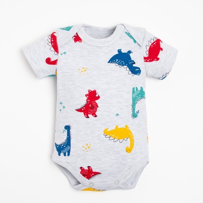 Боди для мальчика «Крошка Я» Dino, рост 86-92 см, серое