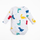 Боди с длинным рукавом Крошка Я "Dino", рост 86-92 см, цвет серый - фото 54731259