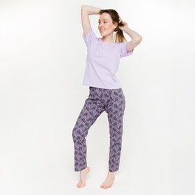 Комплект женский (футболка, брюки), цвет сиреневый, размер 44
