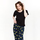 Комплект женский (футболка, брюки), цвет чёрный, размер 50 7743733