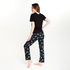 Комплект женский (футболка, брюки), цвет чёрный, размер 52 - фото 49419385