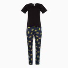 Комплект женский (футболка, брюки), цвет чёрный, размер 54 - фото 53140357