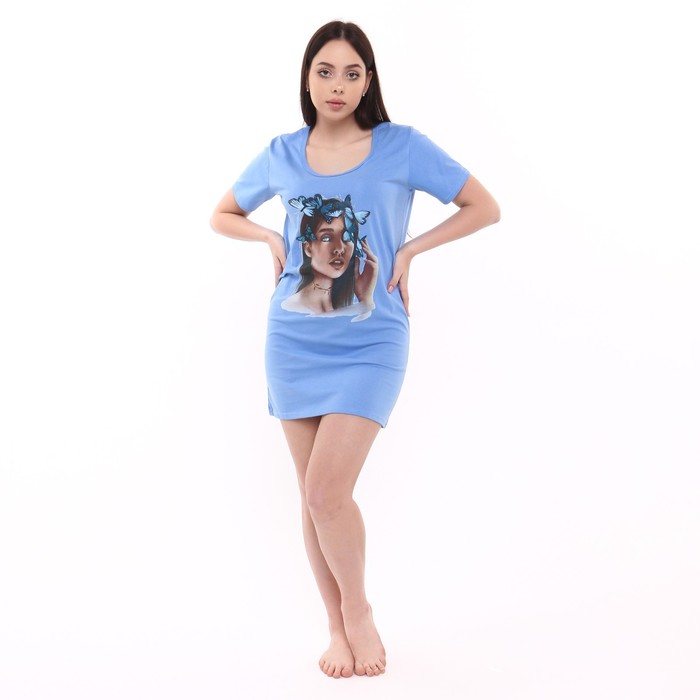 Ночная сорочка женская цвет индиго микс, принт микс, размер 46