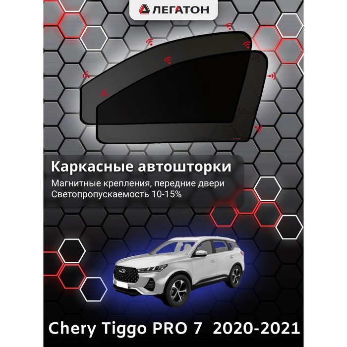 Каркасные автошторки Chery Tiggo PRO 7, 2020-2021, передние (магнит), Leg5139