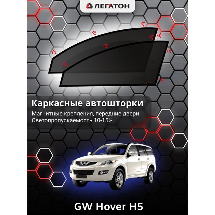 Каркасные автошторки GW Hover H5, 2005-н.в., передние (магнит), Leg2147