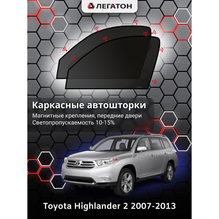 Каркасные автошторки Toyota Highlander, 2007-2013, передние (магнит), Leg4149 - Фото 1