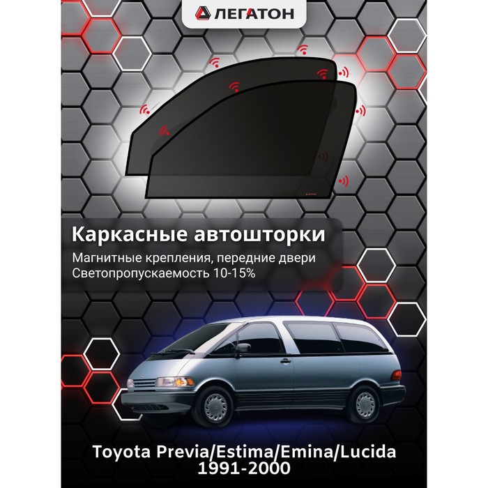 Каркасные автошторки Toyota Previa, Estima, Lucida, 1991-2000, передние (магнит), Leg2676