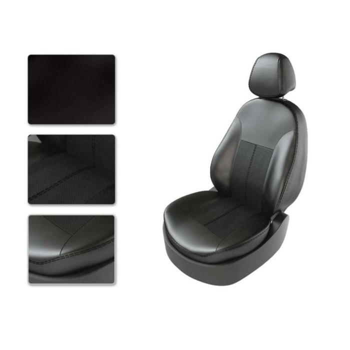 Комплект авточехлов HYUNDAI SOLARIS, седан, черный, оранжевый, 21118699 - Фото 1