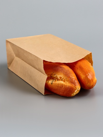 Пакет крафт бумажный, фасовочный, прямоугольное дно, 12×8×24 см, 50 г/м²