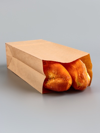 Пакет крафт бумажный, фасовочный, прямоугольное дно, 12×8×33 см, 50 г/м²