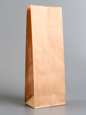 Пакет крафт бумажный, фасовочный, прямоугольное дно, 12×8×33 см, 50 г/м²