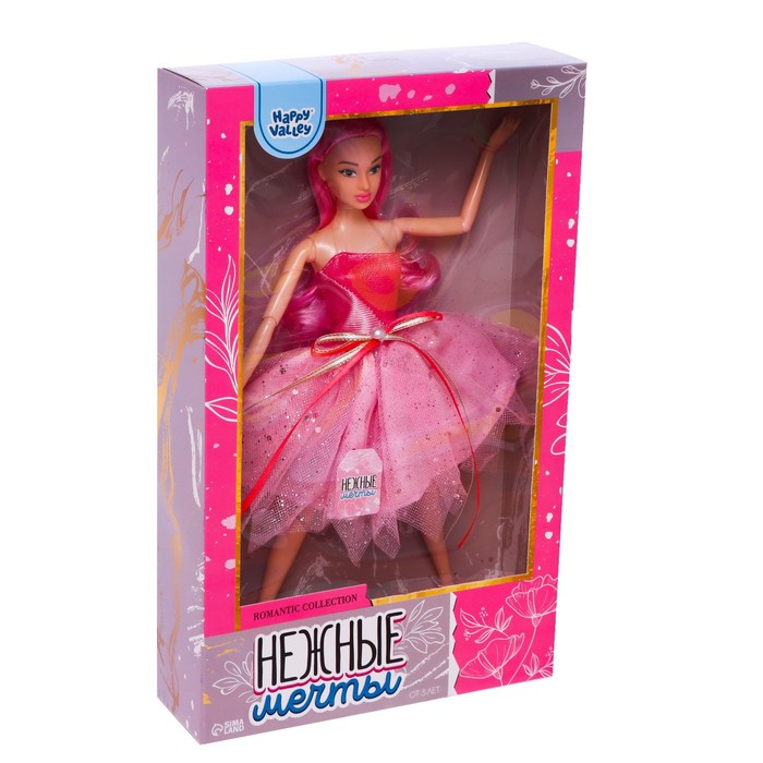 Кукла-модель шарнирная «Нежные мечты» с розовыми волосами - фото 1907441839