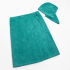 Набор для сауны Экономь и Я:полотенце-парео 68*150см+чалма, цв.голубая трава,100%хл, 320 г/м - Фото 3