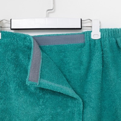 Набор для сауны «Экономь и Я», полотенце - парео 68×150 см, чалма, хлопок 100%, голубая трава