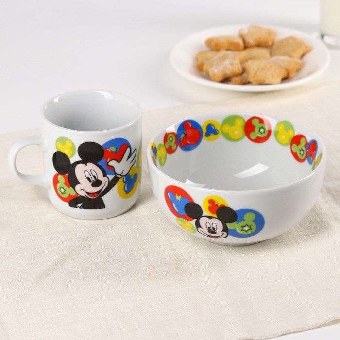 Набор детской посуды, 2 предмета: салатник, кружка &quot;Микки&quot;, Микки Маус и его друзья
