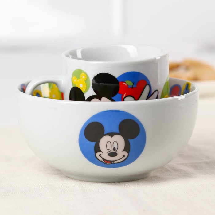Набор детской посуды, 2 предмета: салатник, кружка "Микки", Микки Маус и его друзья - фото 1907442024