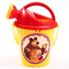 Песочный набор в сетке: ведерко 350 мл., лейка, грабли, совок, 4 формочки Маша и Медведь - фото 24517561