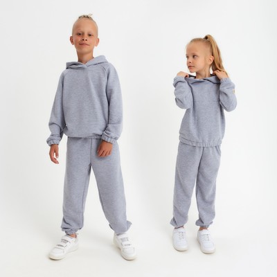 Костюм детский (худи, брюки) MINAKU, светло-серый меланж, рост 164 см