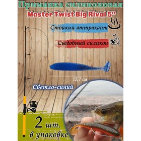 Приманка силиконовая Master Twist BIG RIVAL 5,0", цвет 039, набор 2 шт, светло-синий